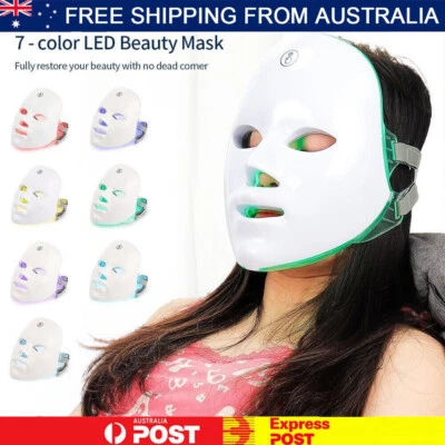 LED Facial Mask 7 Color Red Light Therapy Skin Care Beauty Mask Anti Aging AU - image 1 of 4