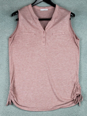 Messic Top Women's Size XL Heather Pink Sleeveless Scrunch Tie Bottom Side