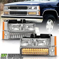 1988-1993 Chevy Silverado GMC Sierra Yukon C10 LED Bumper+Corner Lamp+Headlights