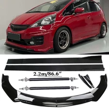 Front Bumper Lip Spoiler Side Skirts Rear Glossy Black For Honda Fit Jazz