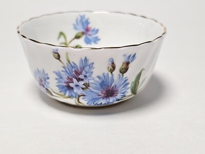 Adderley Fine Bone China ''Cornflower'' Small Bowl England 11/4/67 Gold Rim