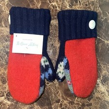 The Green Mittenry - Medium size mittens navy blue/red