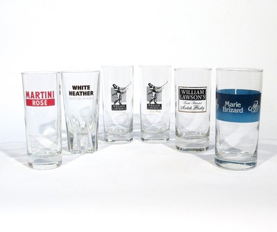 Vintage French Bistro Bar Whisky Liquor Aperitif Glasses, Assortment 6 pcs 