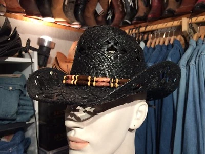 ref:5799 Chapeau country western paille couleur NOIR homme/femme - Photo 1/4