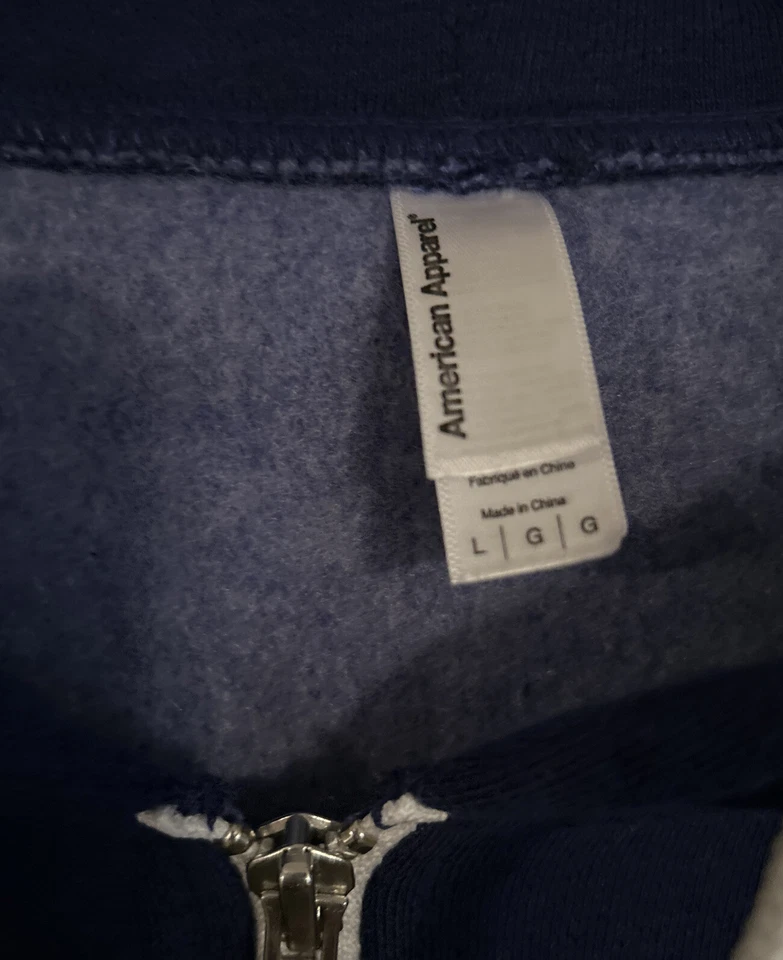 Chaqueta para mujer American Apparel con capucha y cremallera, bolsillos, azul, L Foto 3 de 3