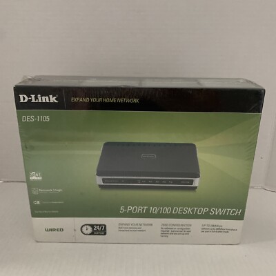 D-LINK DES-1105 5Port 10/100 Fast Ethernet Desktop Switch Internet Expand New