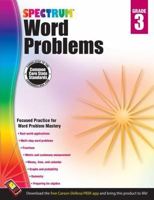 Spectrum Word Problems 3rd Grade Math Workbook, Geometry, Algebra Prep, Fractio