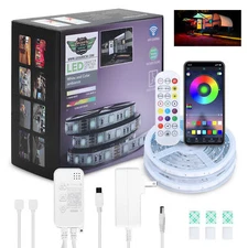 Multi Color Changing LED Strip Lights Phone App Control and Music Sync 2X 16.4ft