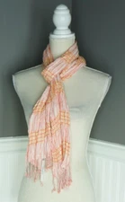 NEW Charming Charlie Fringe Scarf Coral 9 x 70 Inches NWT