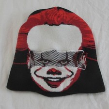 IT Pennywise the Clown Face Beanie Flip-Up/Ski Mask Black/Red