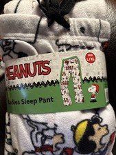 NEW PEANUTS SNOOPY Charlie Brown LADIES Fleece Pajama PJ SLEEP PANTS SIZE L/XL