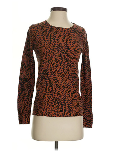 J.Crew Factory Store Women Orange Long Sleeve T-Shirt S