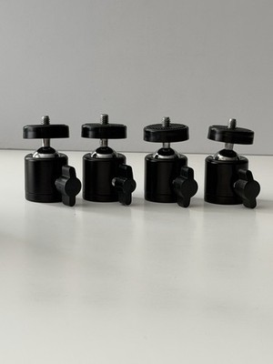 4 Pack  Metal Mini Tripod Ball Head Mount 1/4  360 Swivel Degree Adapter