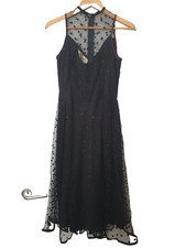 Vintage DOREE LEVENTHAL DRESS Classic Ladies 32" Black Dots Net Layered 50s 60s