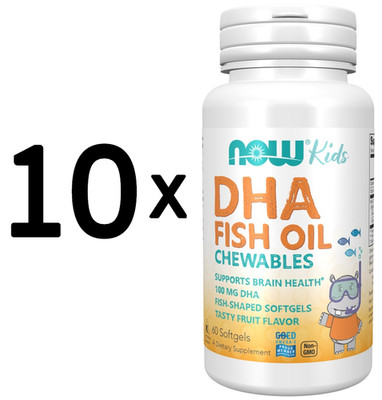 10 x NOW Foods DHA Kid's Chewable, 100mg - 60 softgels (288,87 EUR/kg)