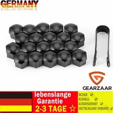 20 RADSCHRAUBENKAPPEN ABDECKUNGEN RADMUTTERN SET 17MM SCHWARZ GLANZ + ABZIEHER