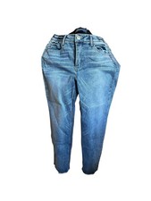 Democracy Womens AB Technology Jeans 10 Straight Ankle Blue Denim Distressed