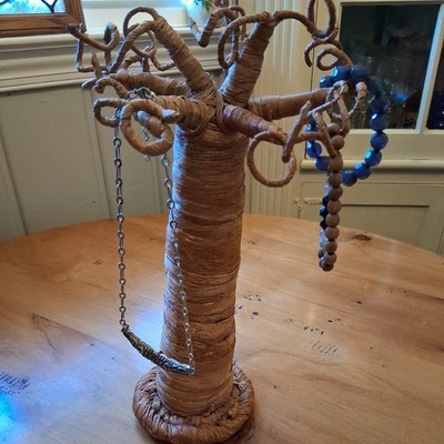 Baobab Tree Jewelry Display 14'' Hand Made of Plant Fiber Culture  Banana Leaf 