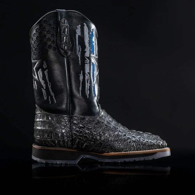 Men's Thin Blue Line 11' Caiman Tribute Work Boots Gray Color - King Welt