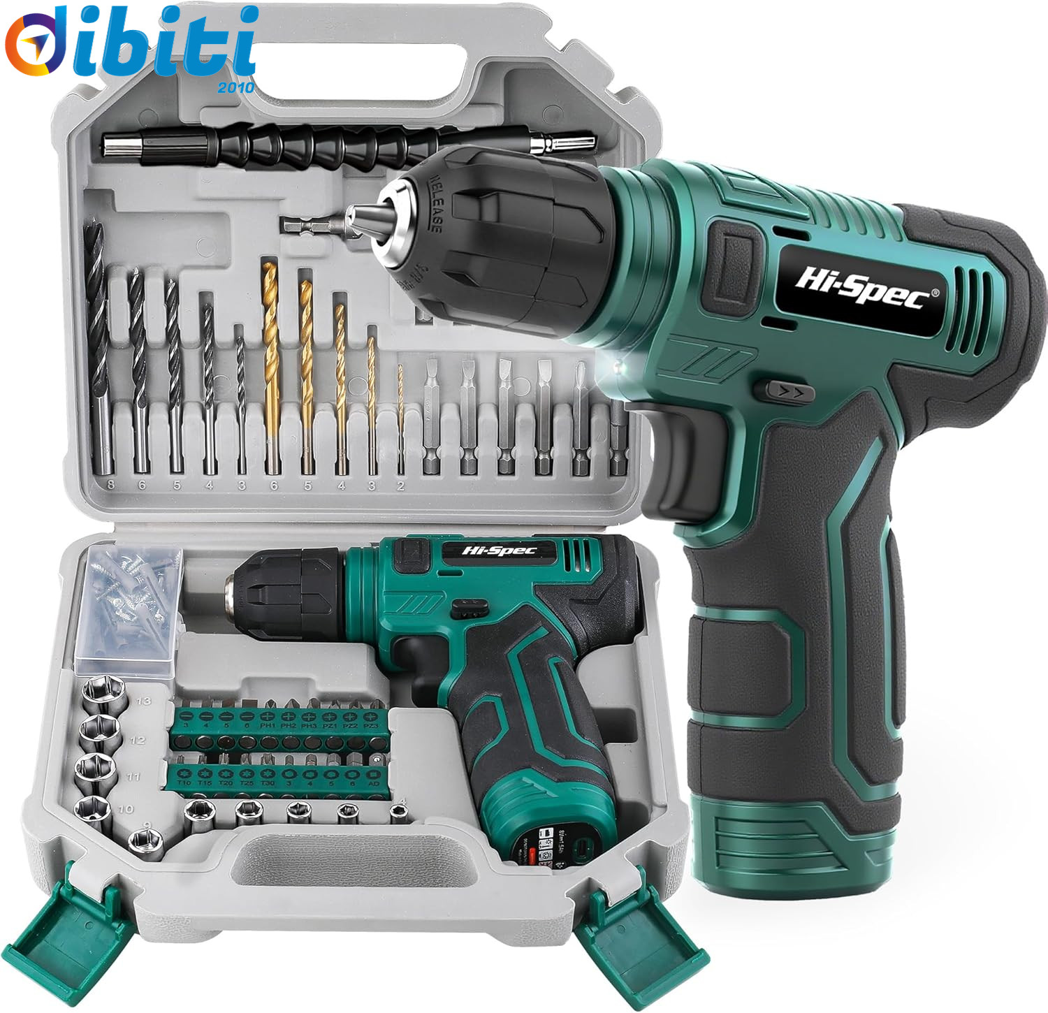 Offerta Set Trapano 8V 110 Pezzi - Kit Completo Cordless Verde