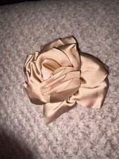 Satin Rose Flower Brooch Pin and Hair Clip Champagne Khaki