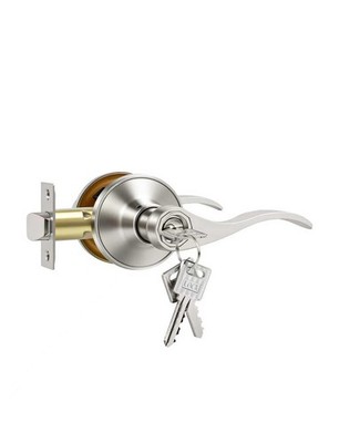DPB 1Pcs Wave Interior Door Handle with Turn Lock and Keys, Silver Passage Do...