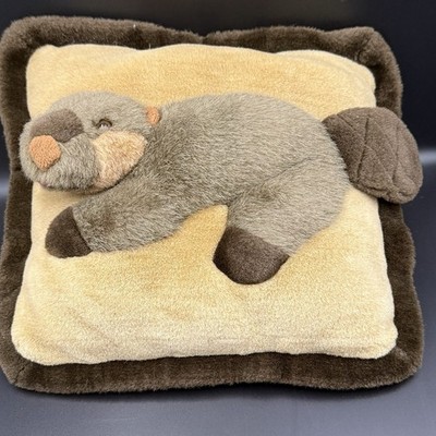 Vintage JAAG Plush Beaver Throw Pillow 12x12 3D