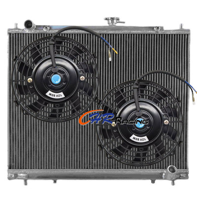 Aluminum Radiator+Fans for 2000-on Mitsubishi Pajero 4D56-T 2.5TD/4M41 3.2D 