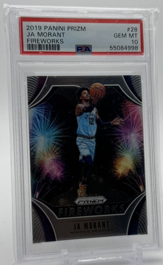 2019-20 Panini Prizm Fireworks Ja Morant Rookie PSA 10 Memphis Grizzlies #28