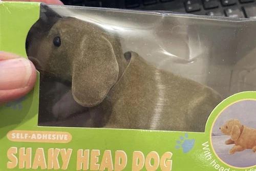 Vtg Flocked Plastic Shaky Head Bobble Head Nodder Puppy Dog Brown Wiener Dog