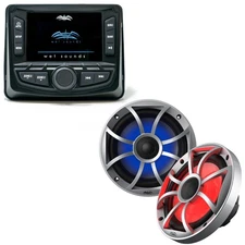Wet Sounds WS-MC-2 Marine Radio + 1 Pair 65ic-S RGB Speakers