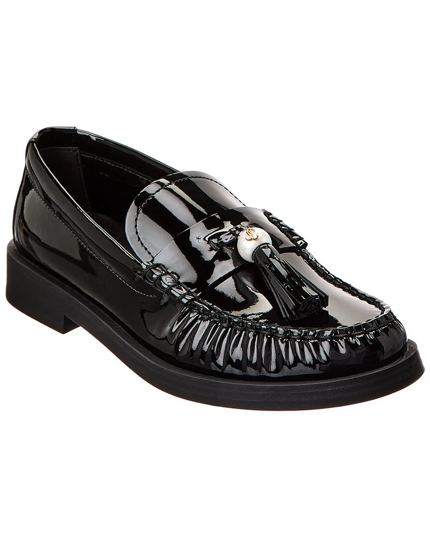 Jimmy Choo Black Soft Shiny Calf Patent Leather Velvet Panel Loafers EUC 42.5 Jimmy Choo Ivy Patent Leather Loafers | Saks Fifth Avenue main image 4