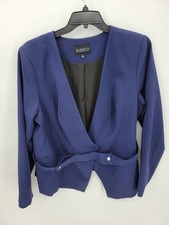 Eloquii Blazer Womens 18 Blue Belted Modern Career Pockets Modern Jacket