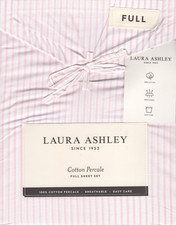 Laura Ashley Full Sheet Set Jaynie Ticking Stripe Pink 4pc Farmhouse Cottage