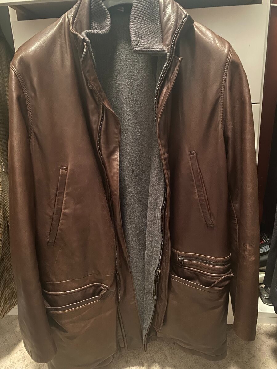 Seraphin cashmere lined brown leather Jacket sz 48 (S/M) for Degand