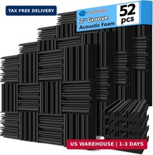 Thick Acoustic Foam Panels, 12 X 12 X 2 Inch 52 Pcs Broadband Sound Absorbing...