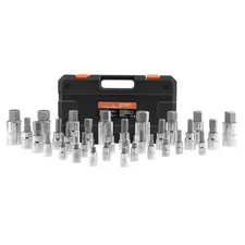 Hex Bit Socket Set 32-Piece S2 Alloy Steel Cr-V Steel Standard SAE and Metric