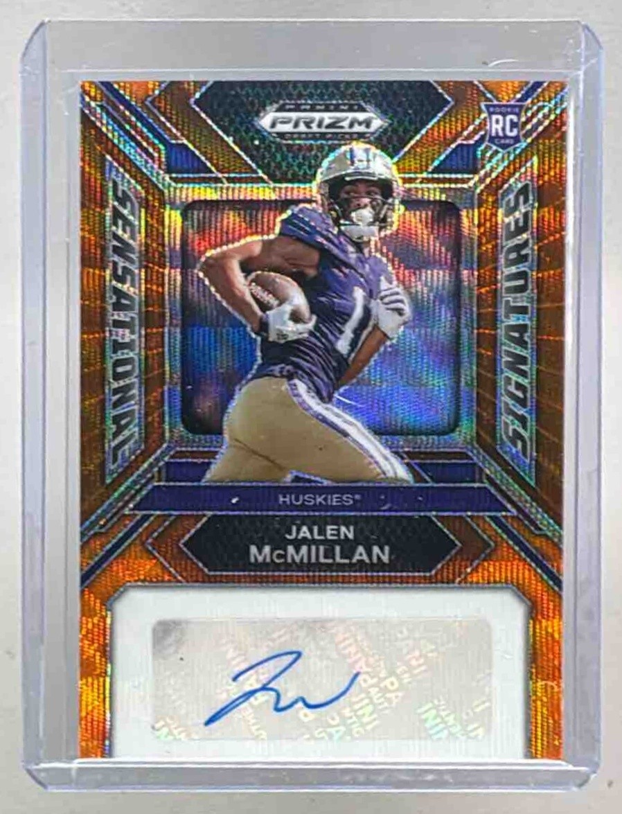 Jalen McMillan Panini Prizm Draft Picks Sensational Signatures #SSMCN Orange Wave