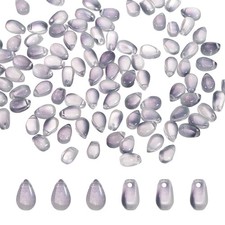 100pcs Glass Beads, 6x9mm Teardrop Crystal Glass Beads, White