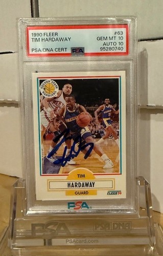 1990 Fleer Tim Hardaway AUTO 10 PSA 10 HOF RC Golden State Warriors #63 GEM MINT