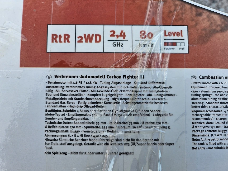 Reely Carbon Fighter III 1:6 RC Modellauto Benzin Buggy 2WD 2.4GHz - Bild 3 von 4