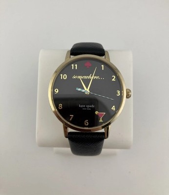 Kate Spade Ladies Watch Metro 5 O'clock Somewhere Martini Gold Tone KSW9051 -RUN