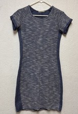Marine Layer Women’s Tweed Panel Bodycon Dress Gray Short Sleeve Sz M