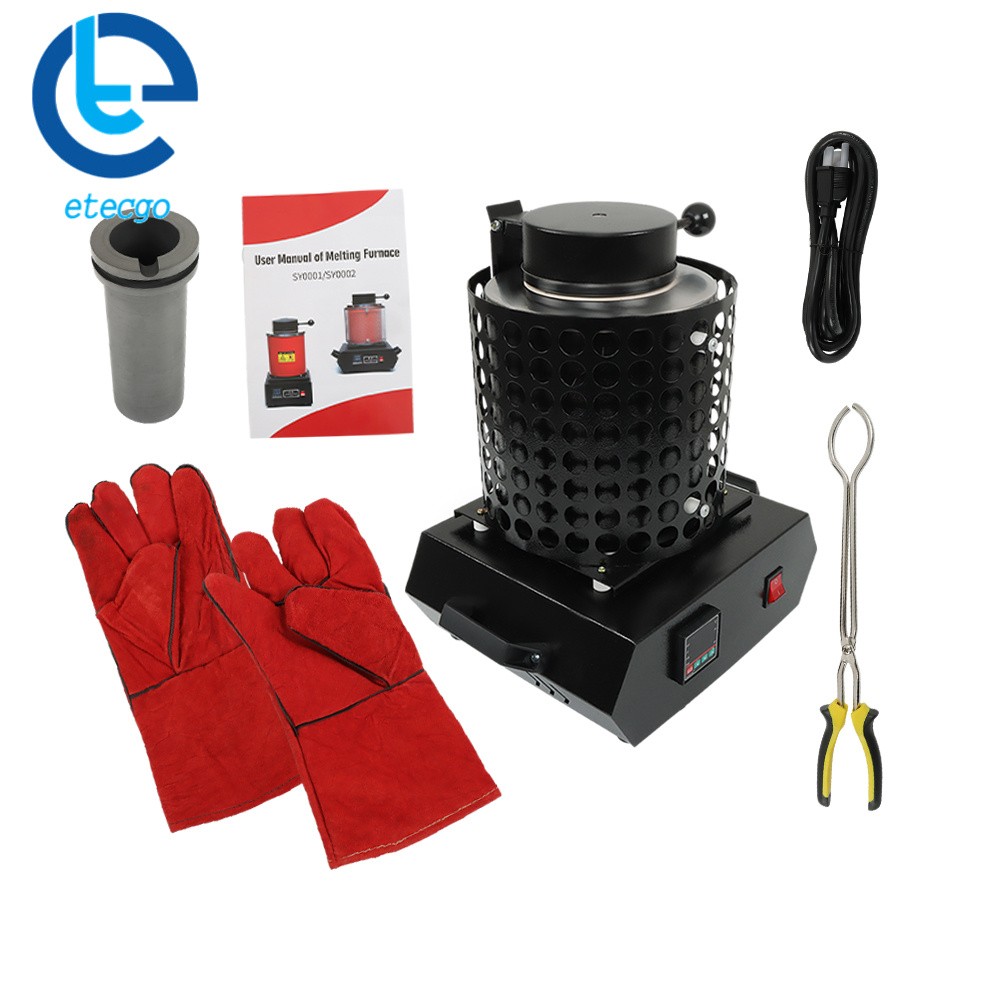 110V Upgraded Electric Gold Melting Furnace Forge kit 1400W Mesh 3KG Crucible
