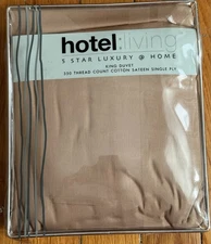 Hotel : Living Collection Cotton Sateen Reversible King Duvet Cover Mushroom NEW