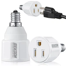 3 Prong Light Bulb Socket Adapter Polarized Outlet to Plug Converter for Home...