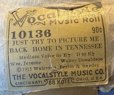 Vocal style Player Piano Music Roll 10136 Just Try To Picture Me Back Home In TN