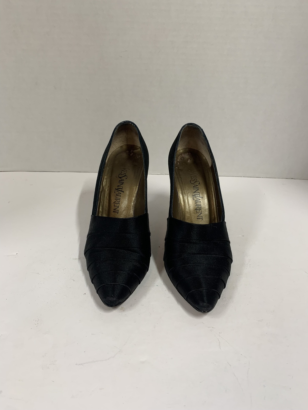Decolte donna Yves Saint Laurent scamosciate con raso plissettato taglia 5 1 2 vintage