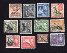 Malta 1948 group of stamps Mi#199-209+211 MH/used CV=10.8$