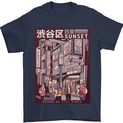 Gildan Japan City Vibes Herren T-Shirt 100% Baumwolle Kurzarm Jersey Rundhals